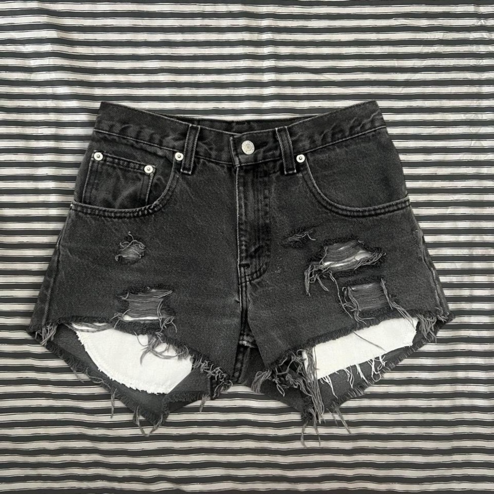 Distressed grey Denim Shorts
